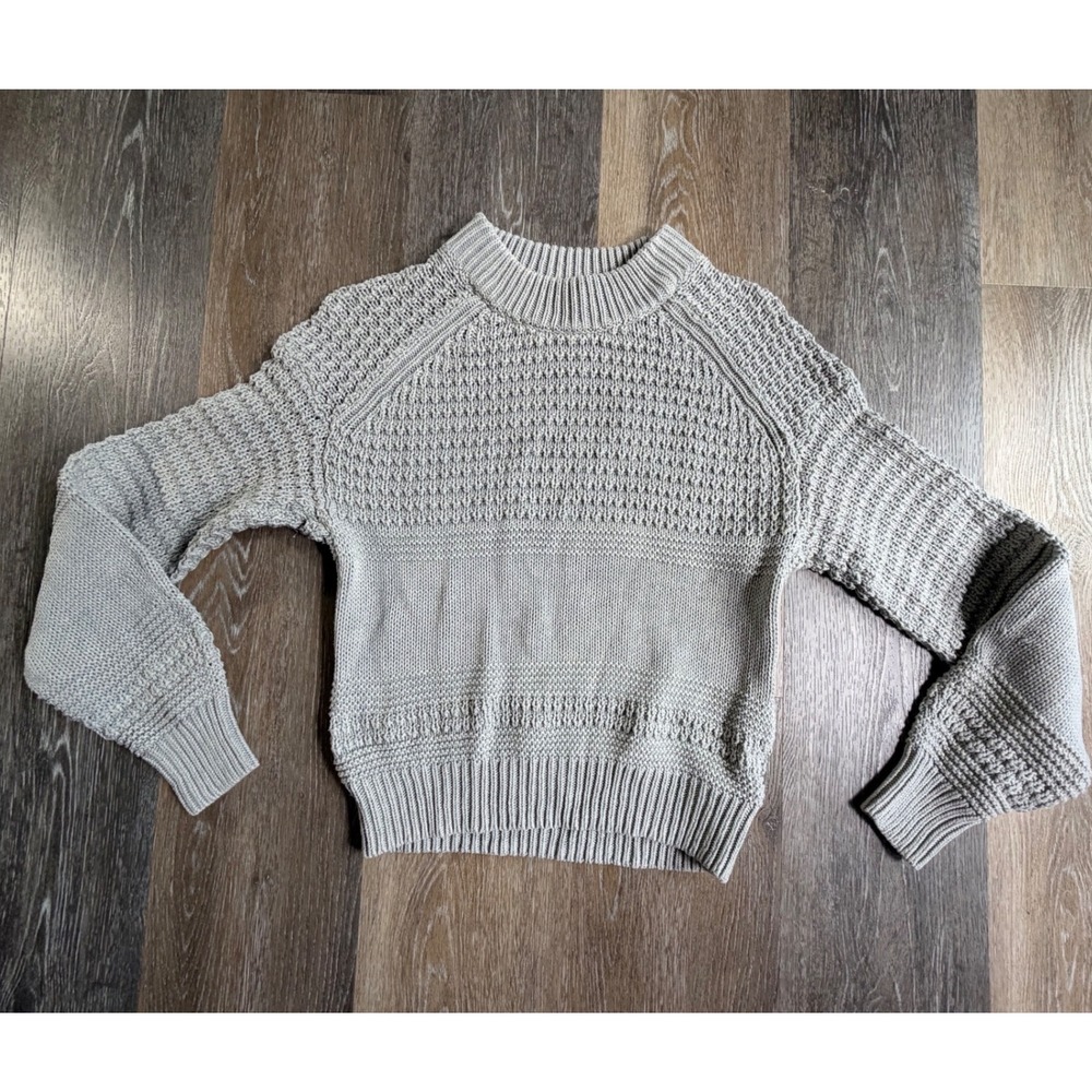 Universal Thread Sweater Womens XS Gray Mixed Stitch Raglan Crewneck Pullover